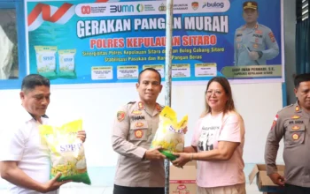 Polres Sitaro Gelar Gerakan Pangan Murah, Warga Senang Dapat Harga di Bawah Pasar