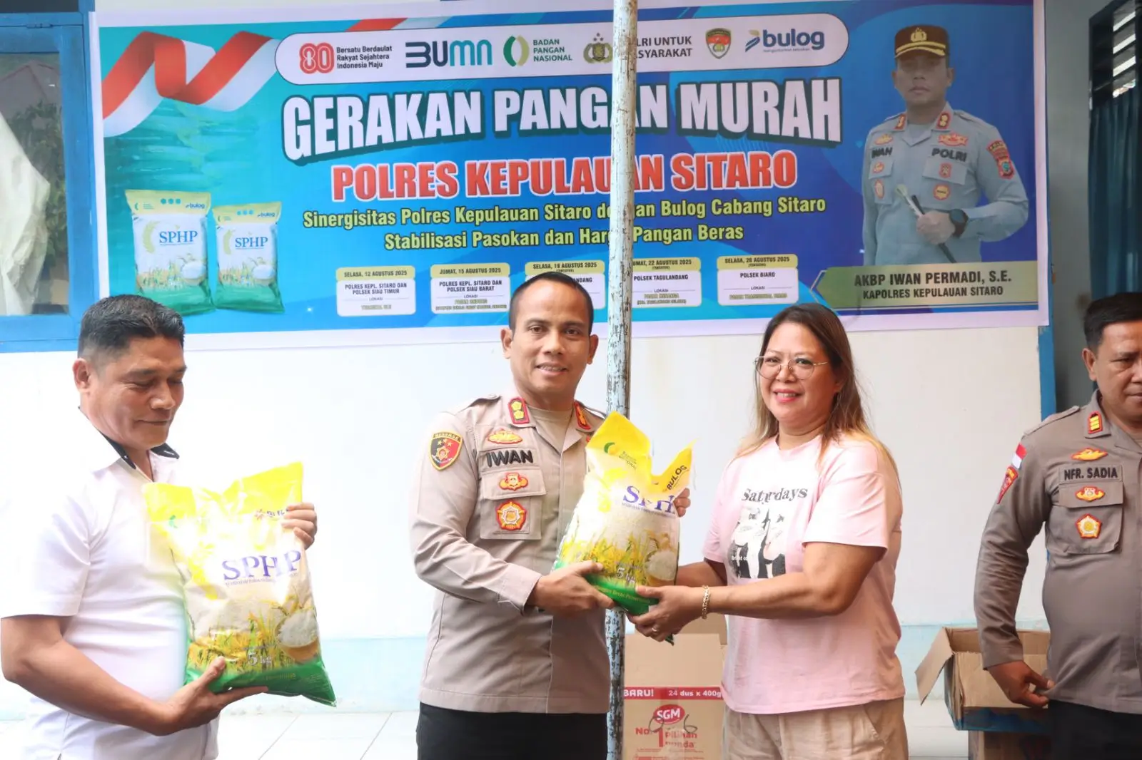 Bantuan Pangan Murah Polres Sitaro.