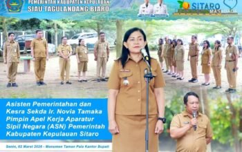 Asisten Pemerintahan dan Kesra Pimpin Apel Kerja ASN Pemkab Sitaro