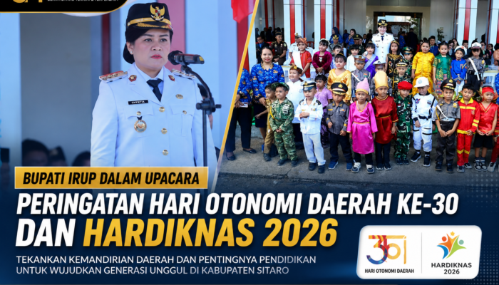Irup Upacara Otda dan Hardiknas 2026, Bupati Sitaro Soroti Peran Pendidikan dan Inovasi Daerah