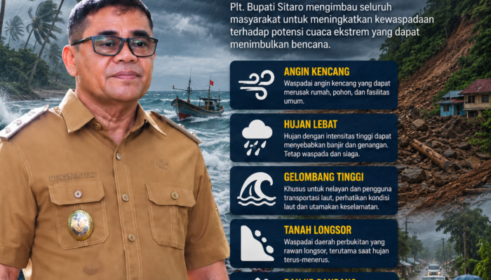 Plt Bupati Sitaro Imbau Warga Waspadai Cuaca Ekstrem, Nelayan Diminta Tidak Melaut