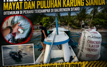 Heboh! Mayat Pria dan Puluhan Karung Sianida Ditemukan di Perahu yang Terdampar di Perairan Balirangen Sitaro
